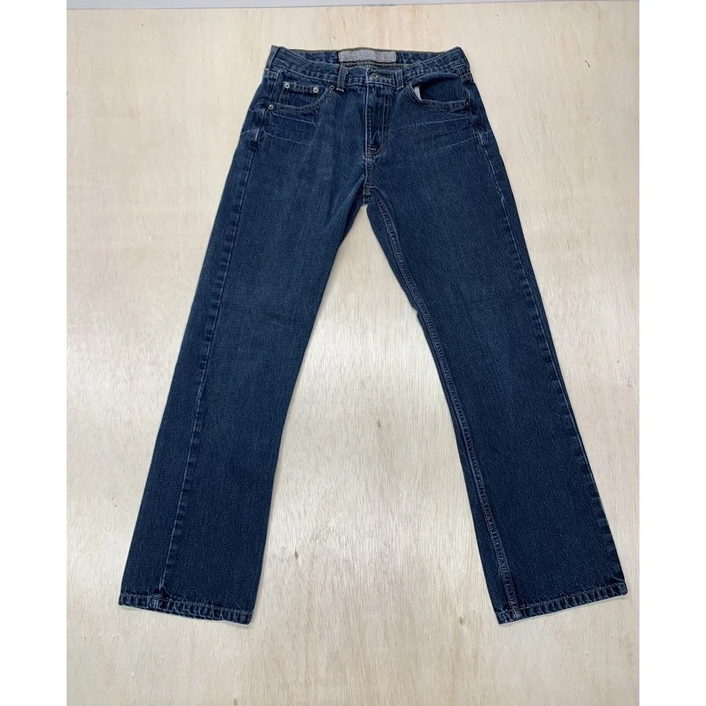 Arizona Boys Size 14 Regular (28x28) Slim Straight Leg Denim Jeans Blue Denim